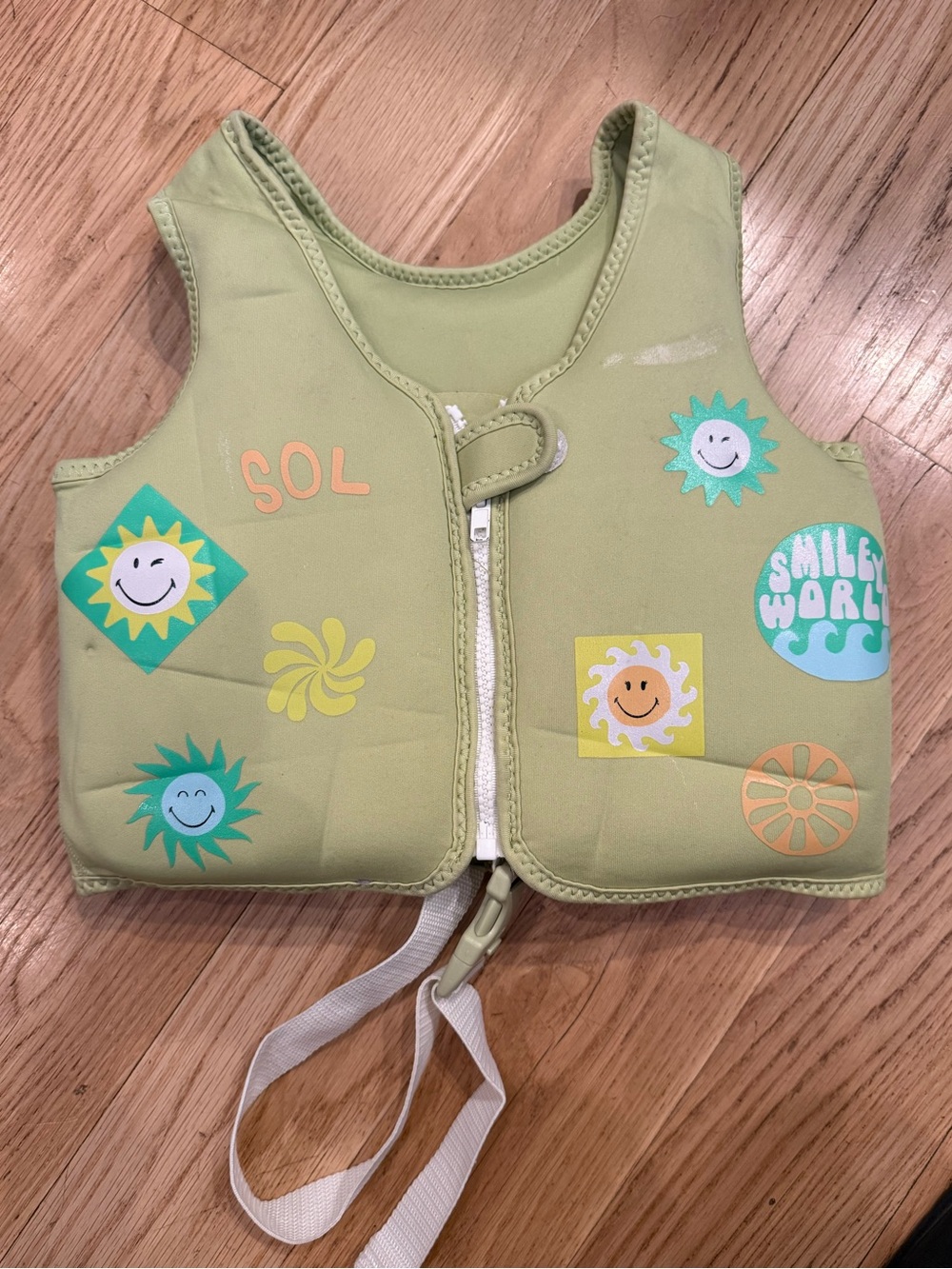 Sunnylife Swim Vest  Green Swim Vest with Smiley Design